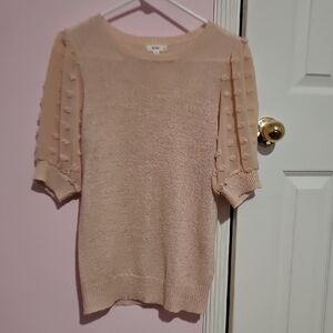 Mine Blush Sweater with Textured Sleeves